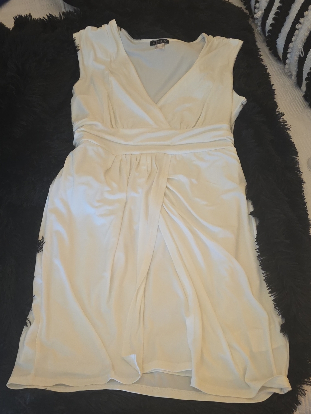 VENUS White Wrap-Front Midi Dress